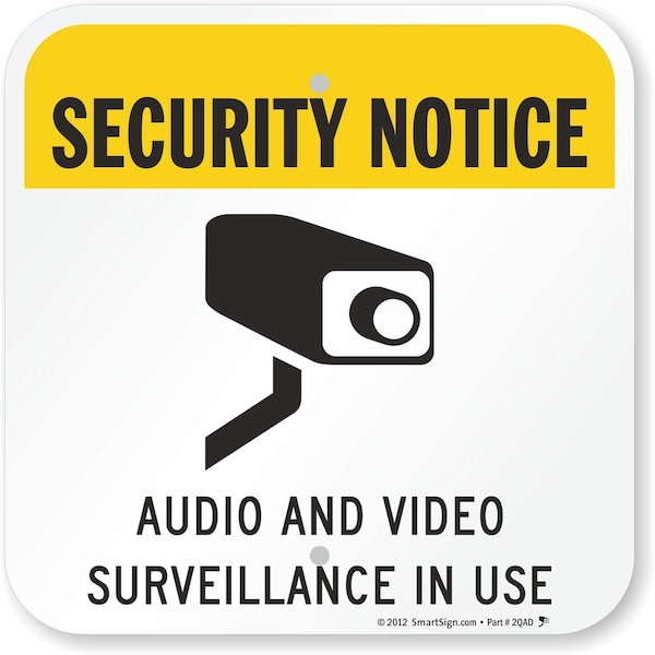 Nmc Notice Monitored By Video Camera 10X14 Rigid Plastic GLON297RB - main